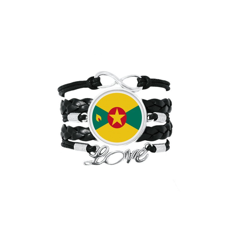 grenada north ameica national emblem bracelet love accessory twisted leather knitting  wristband