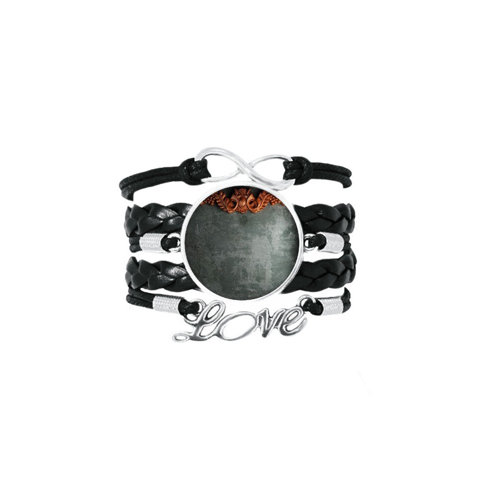 grey cement  mahogany ornament pattern bracelet love accessory twisted leather knitting  wristband