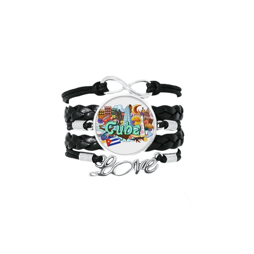 guantanamo trinidad cuba graffiti bracelet love accessory twisted leather knitting  wristband