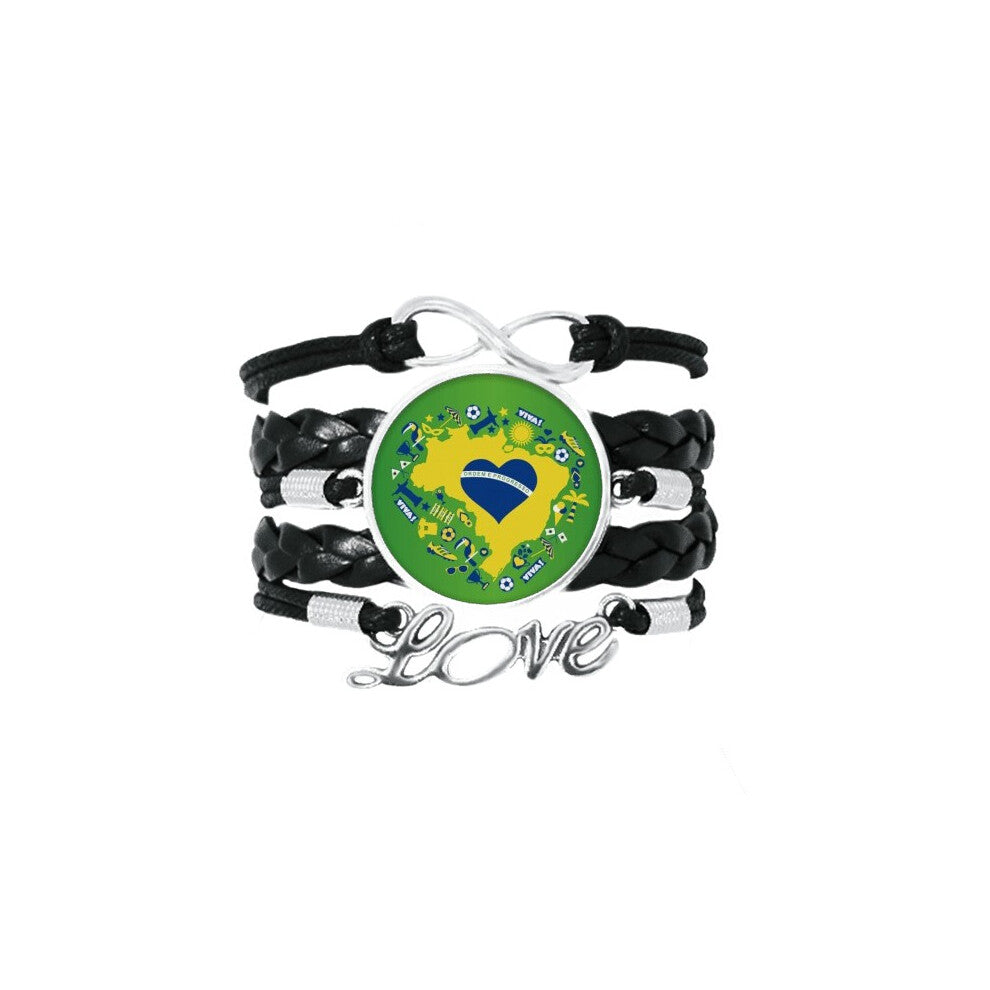 Shaped orderm brazil maps bracelet love accessory twisted leather knitting  wristband