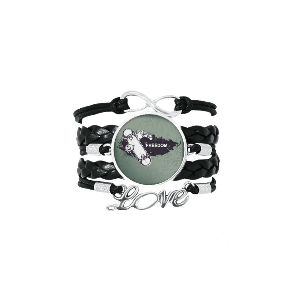 hip-hop freedom skateboard monster pattern bracelet love accessory twisted leather knitting  wristband
