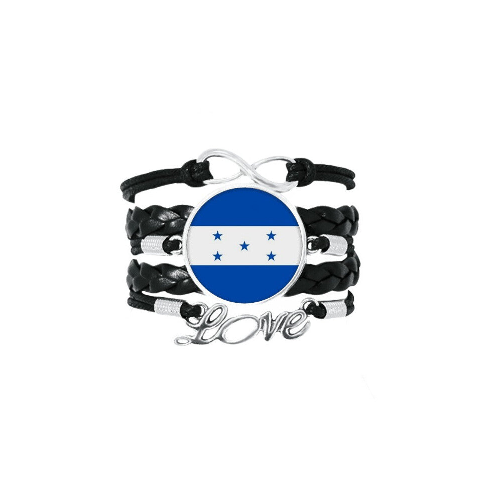 honduras national flag north america country bracelet love accessory twisted leather knitting  wristband