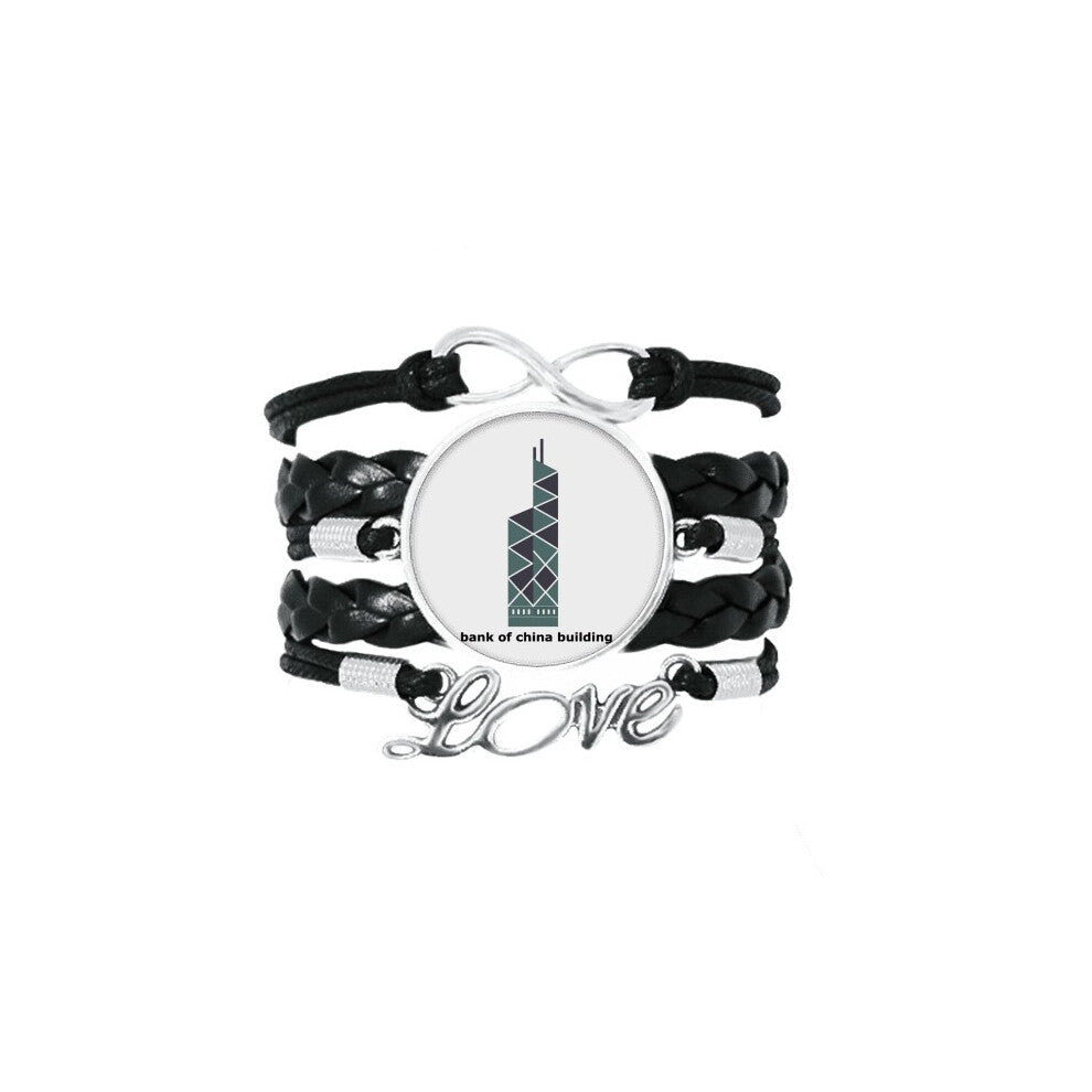 hong kong bank of china art deco  fashion bracelet love accessory twisted leather knitting  wristband