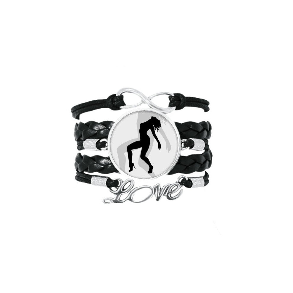 hot beauty girl women outline bracelet love accessory twisted leather knitting  wristband