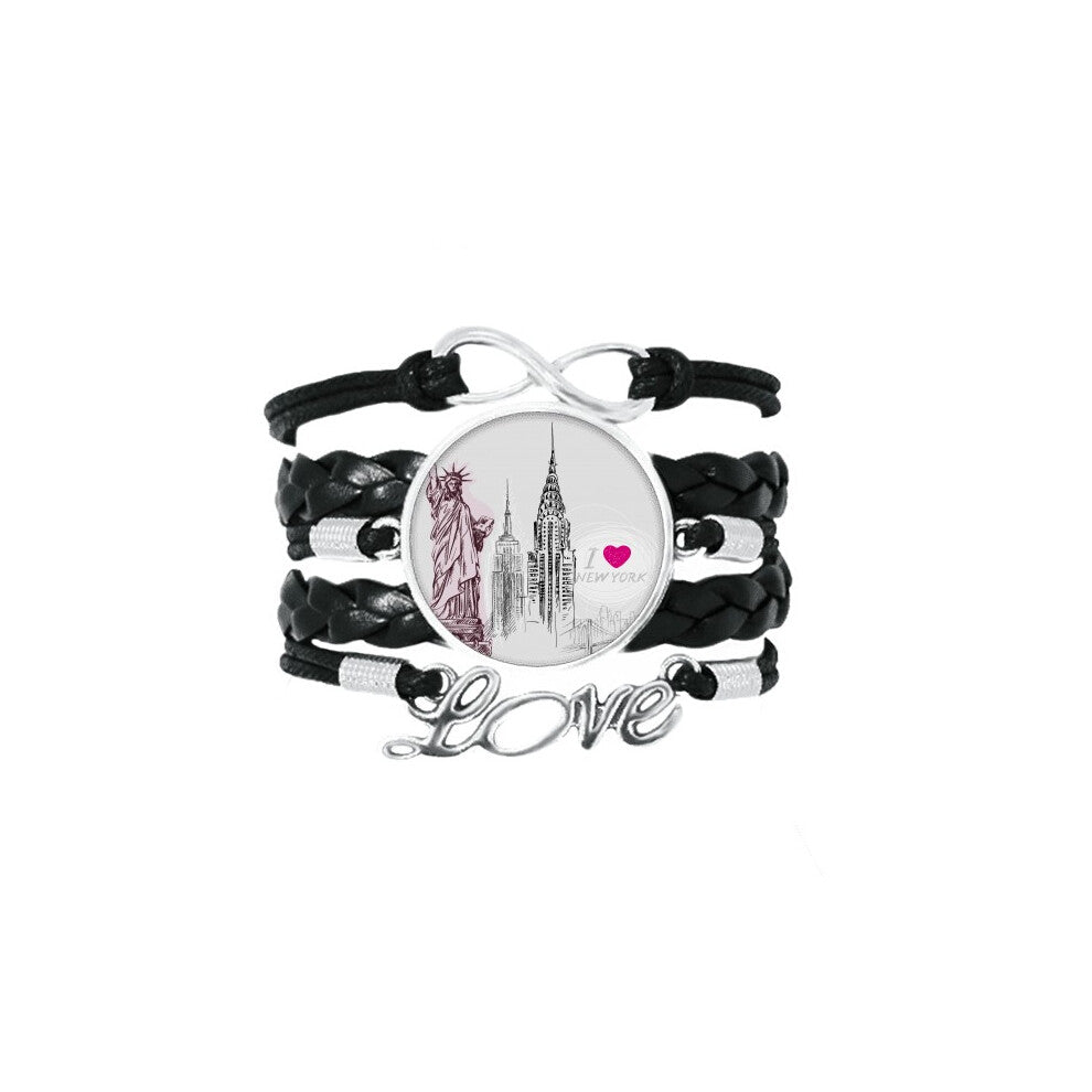 i love new york america country city bracelet love accessory twisted leather knitting  wristband