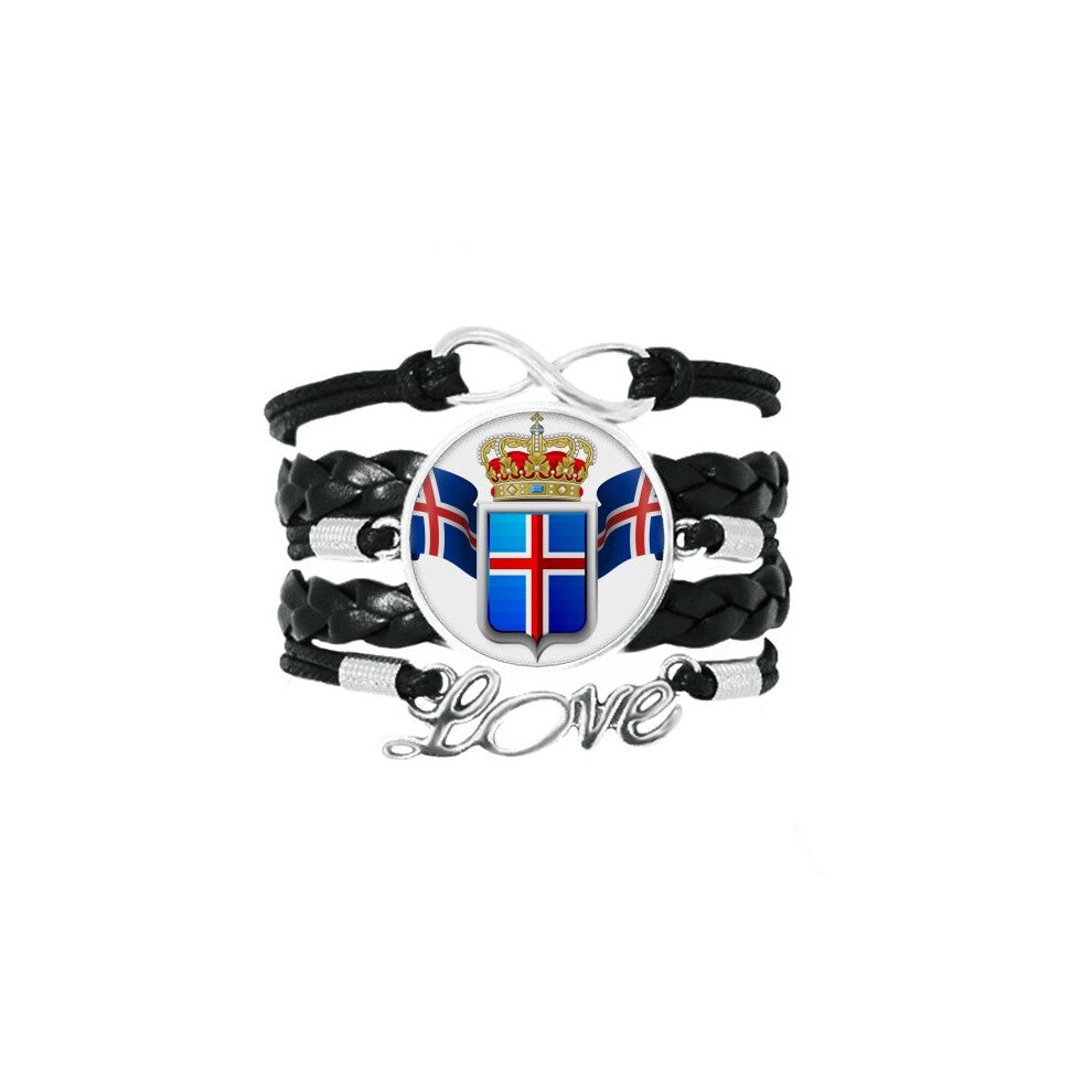 iceland national emblem country symbol bracelet love accessory twisted leather knitting  wristband