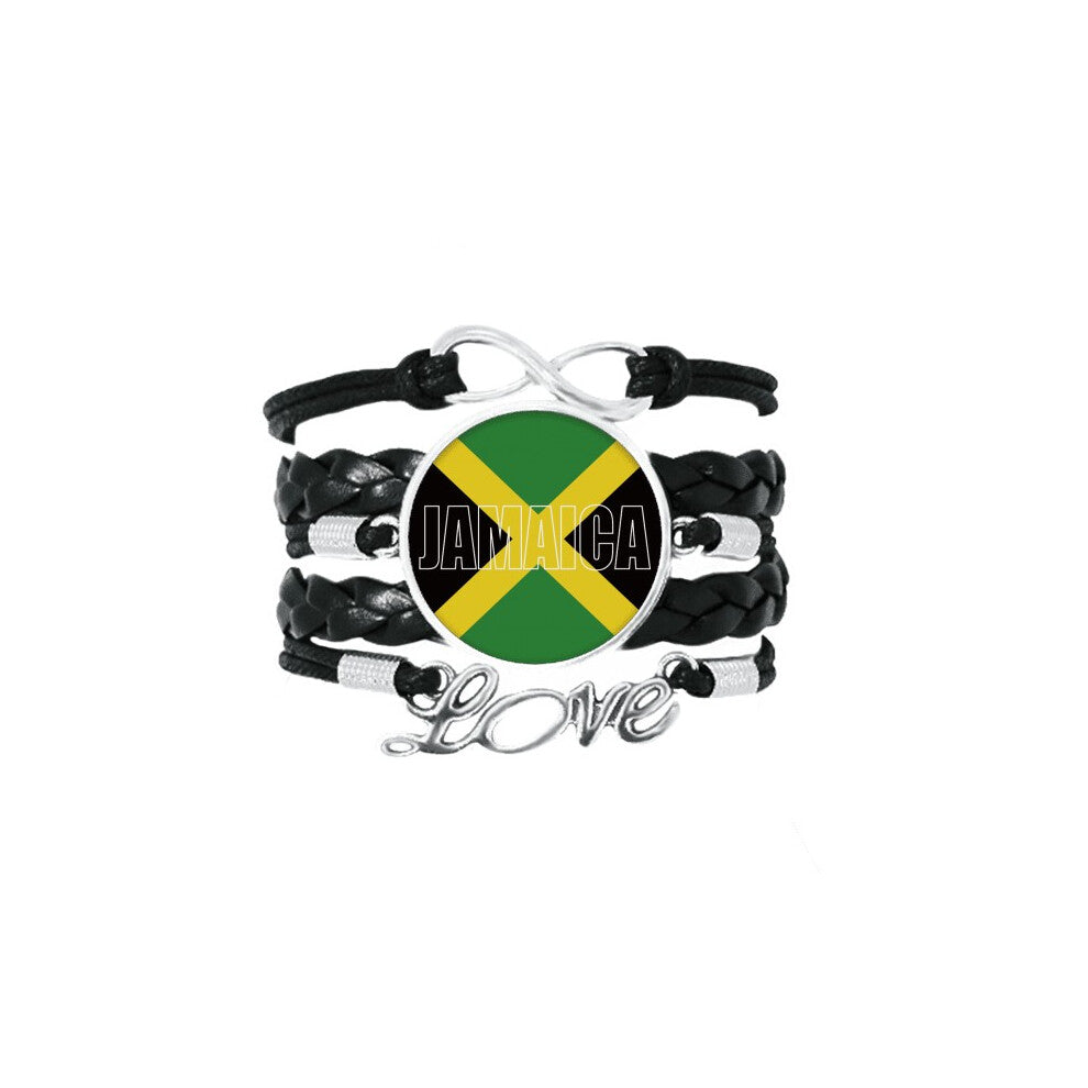 jamaica country flag name bracelet love accessory twisted leather knitting  wristband