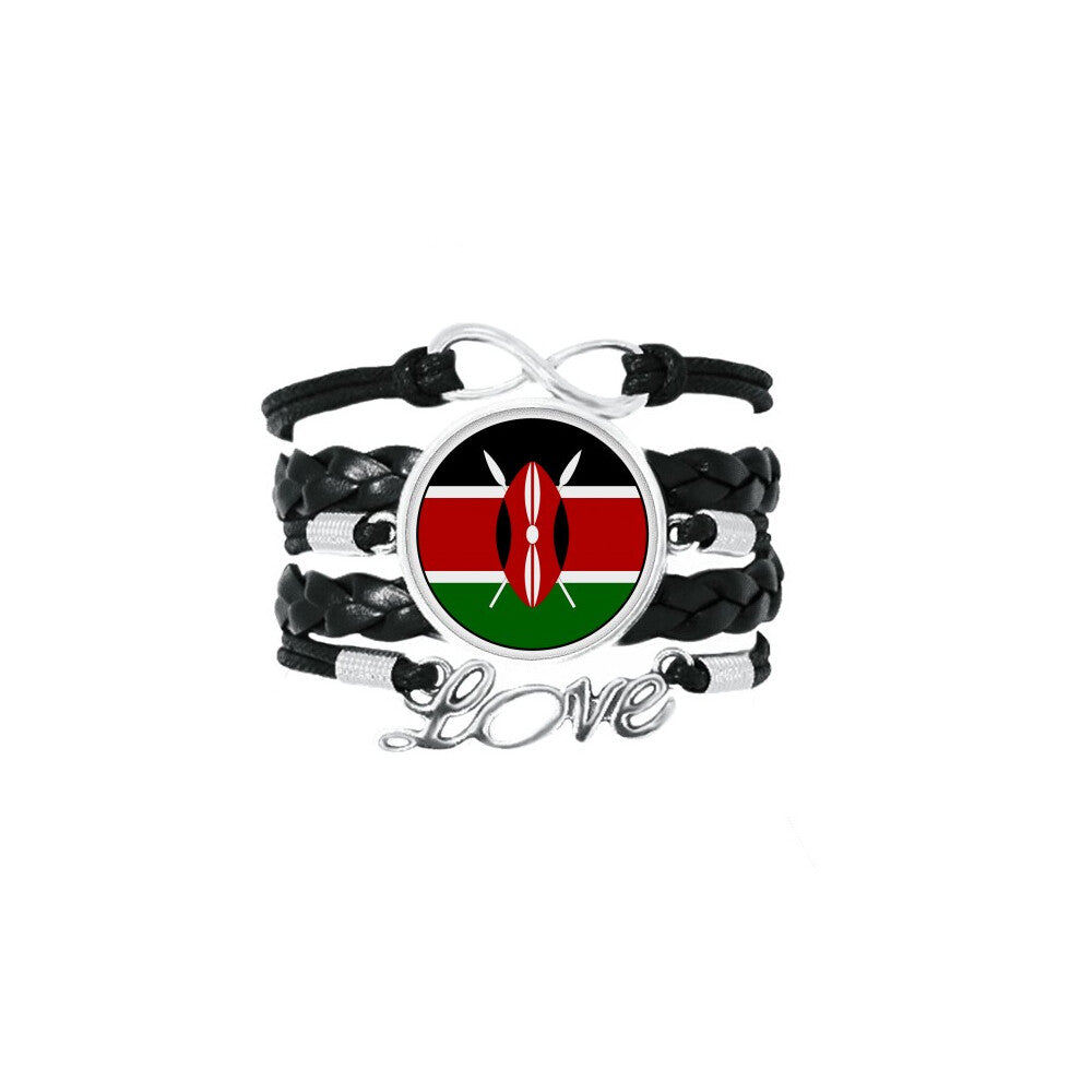 kenya africa national emblem bracelet love accessory twisted leather knitting  wristband