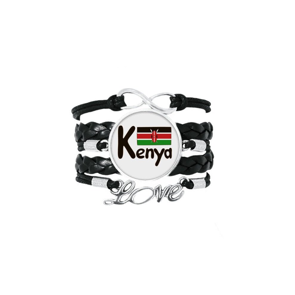 kenya national flag black pattern bracelet love accessory twisted leather knitting  wristband
