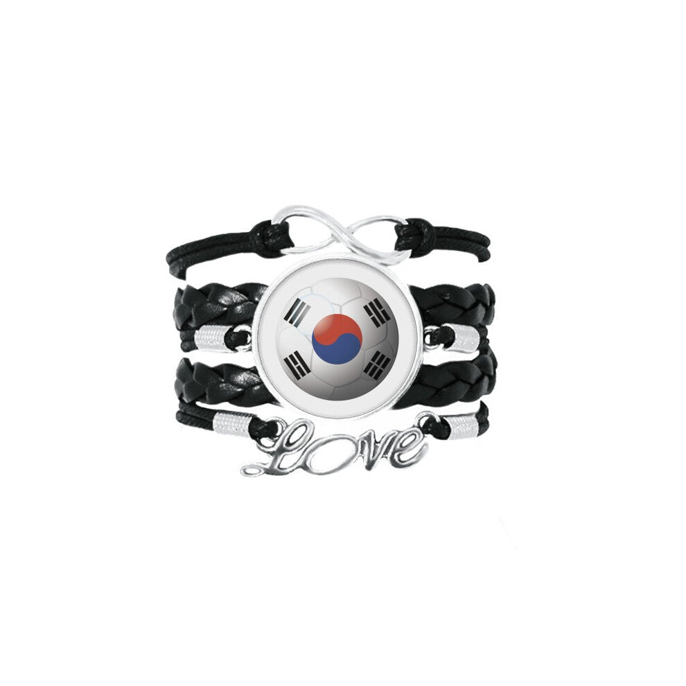 korea national flag soccer football bracelet love accessory twisted leather knitting  wristband