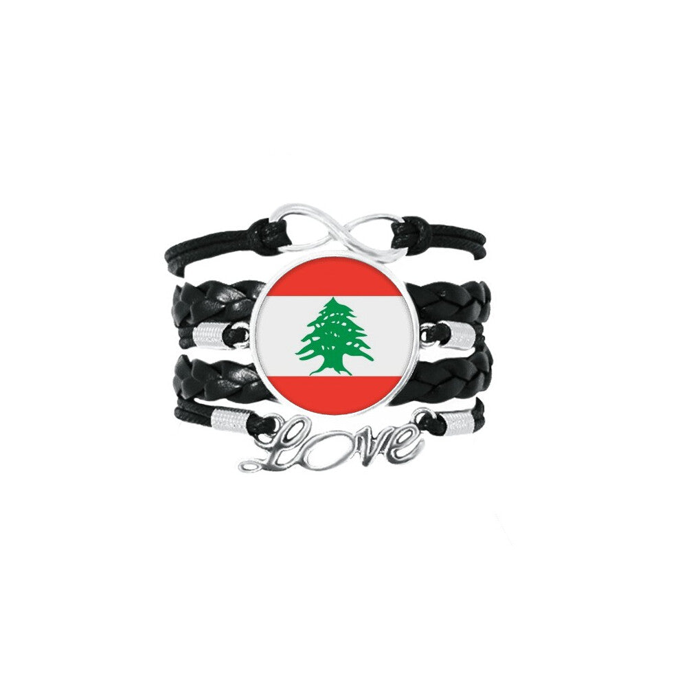 lebanon national flag asia country bracelet love accessory twisted leather knitting  wristband