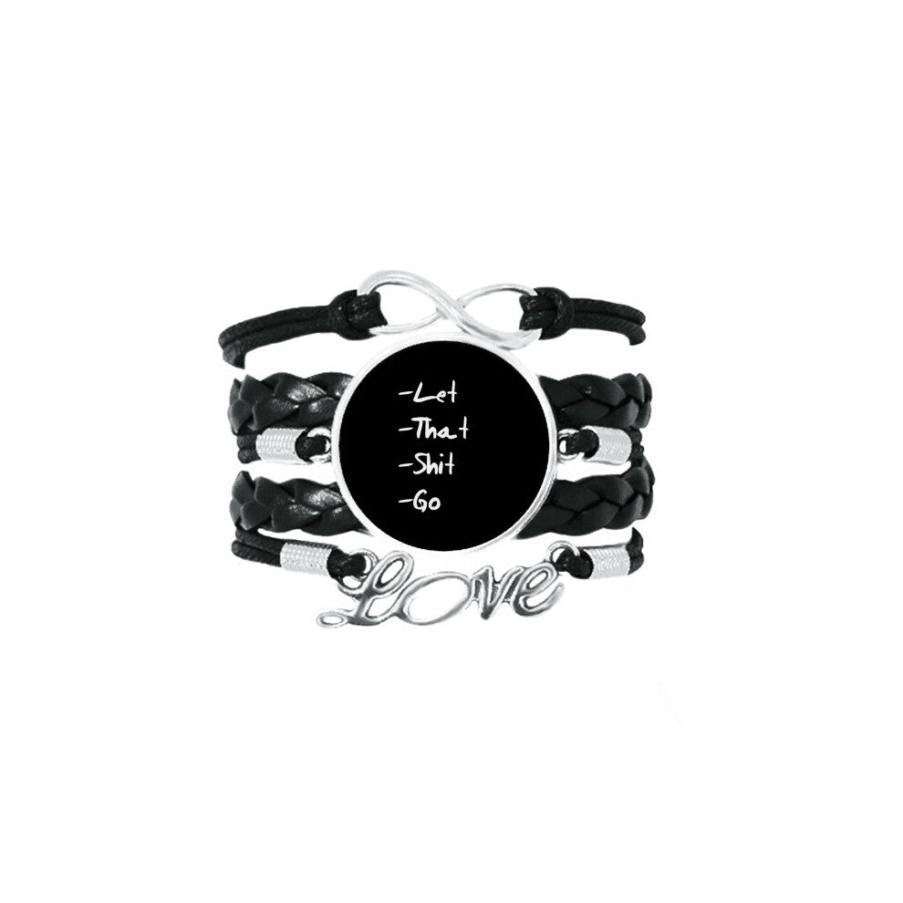 let that  go funny quote bracelet love accessory twisted leather knitting  wristband