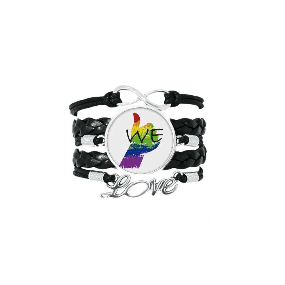 lgbt rainbow flag we art deco  fashion bracelet love accessory twisted leather knitting  wristband