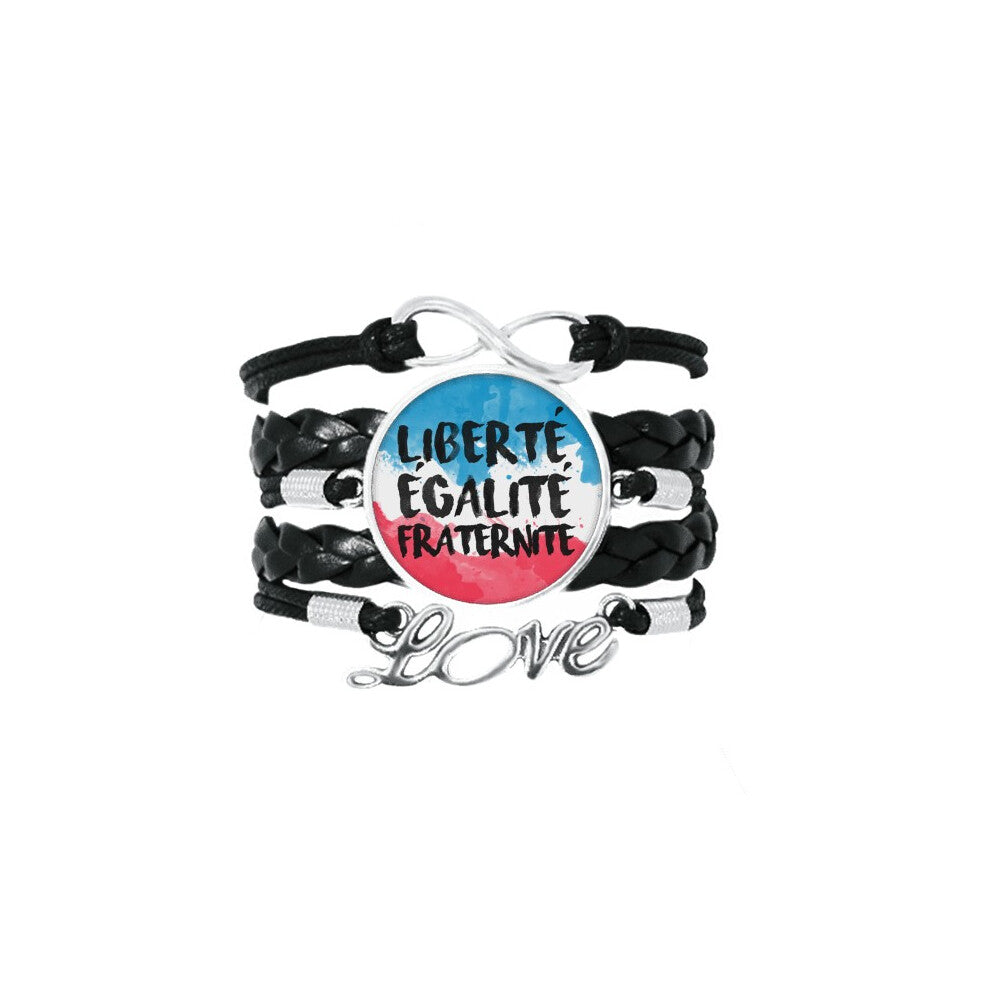 liberte egalite fraternite france mark flag bracelet love accessory twisted leather knitting  wristband