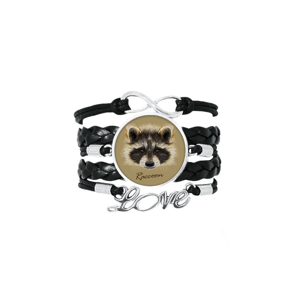 little mischievous brown raccoon animal bracelet love accessory twisted leather knitting  wristband