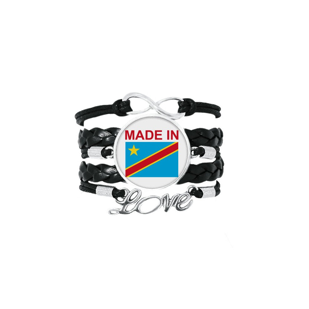 congo country love bracelet love accessory twisted leather knitting  wristband