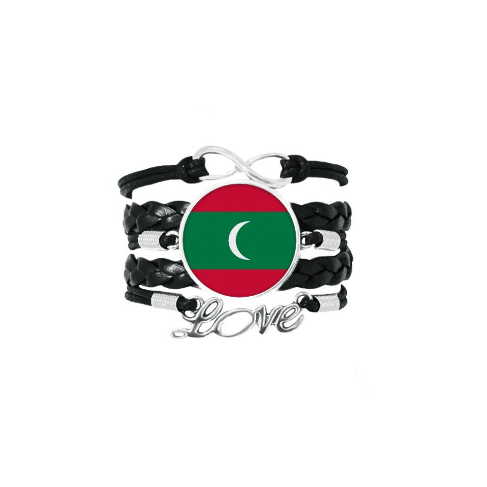 maldives national flag asia country bracelet love accessory twisted leather knitting  wristband