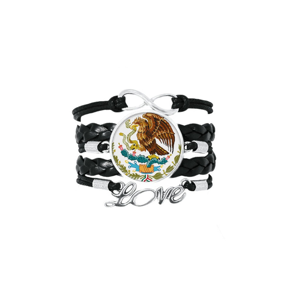 mexico national emblem country bracelet love accessory twisted leather knitting  wristband