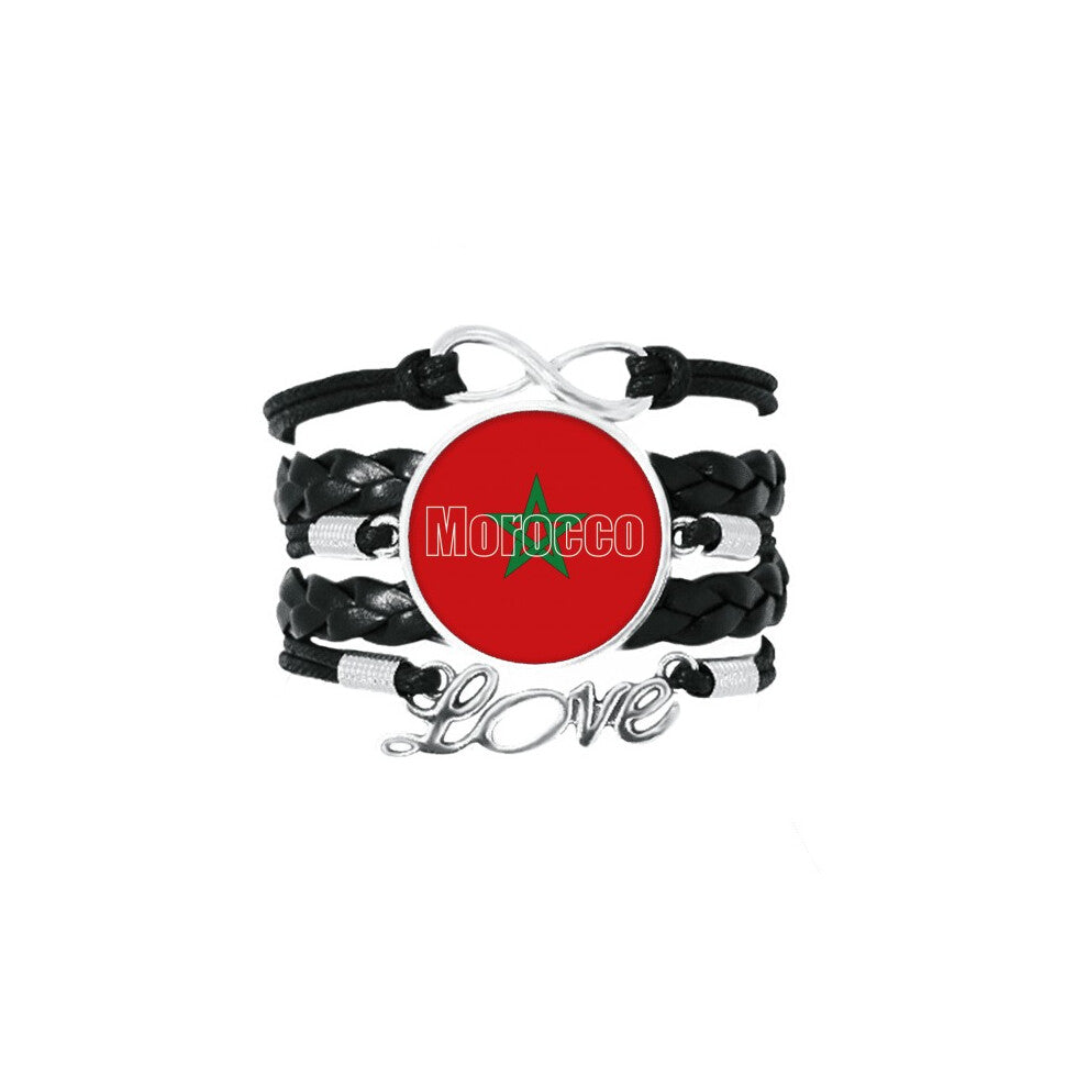 morocco country flag name bracelet love accessory twisted leather knitting  wristband