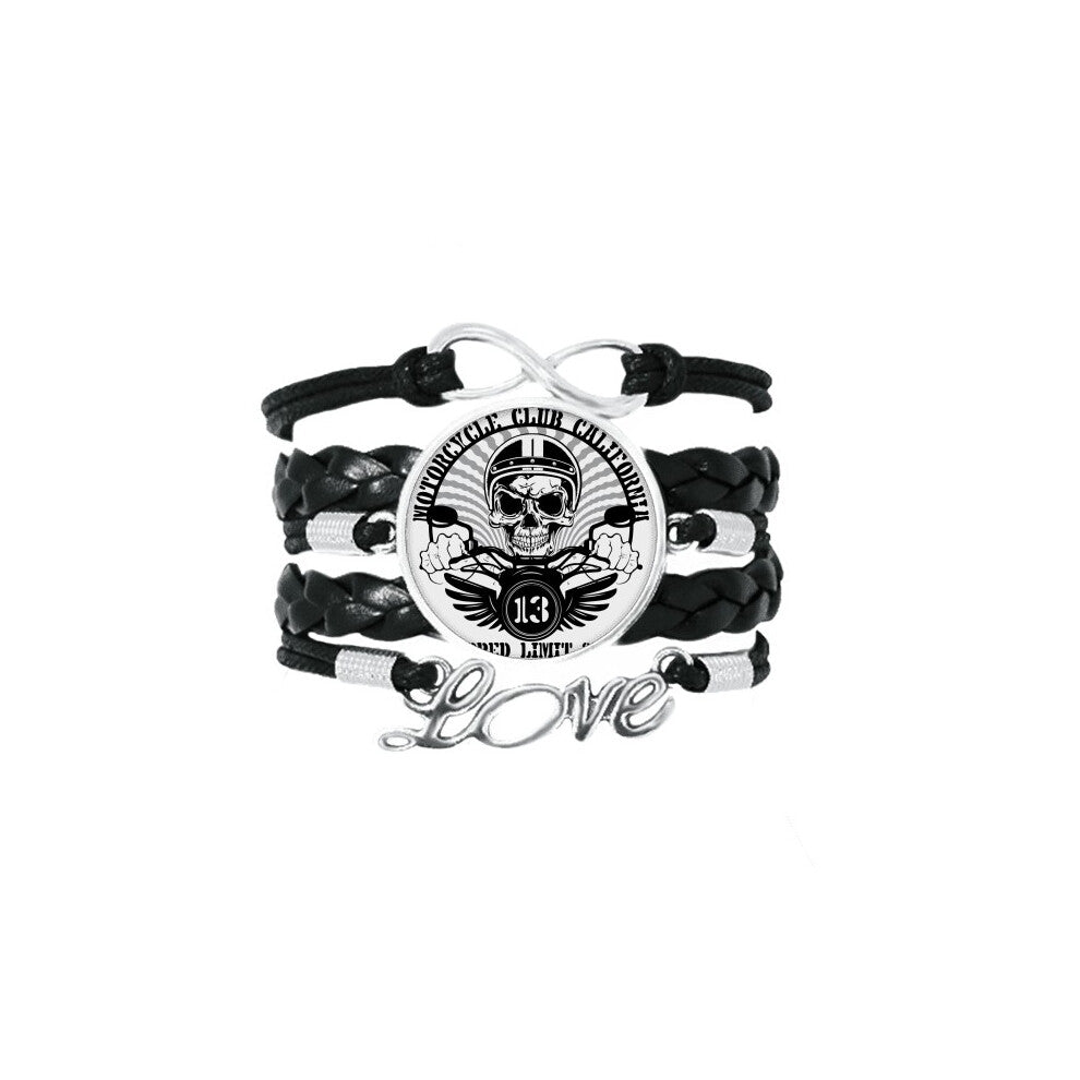 motorcycle indian skeleton flamen totem bracelet love accessory twisted leather knitting  wristband