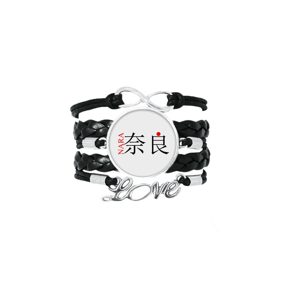 nara japaness city name red sun flag bracelet love accessory twisted leather knitting  wristband