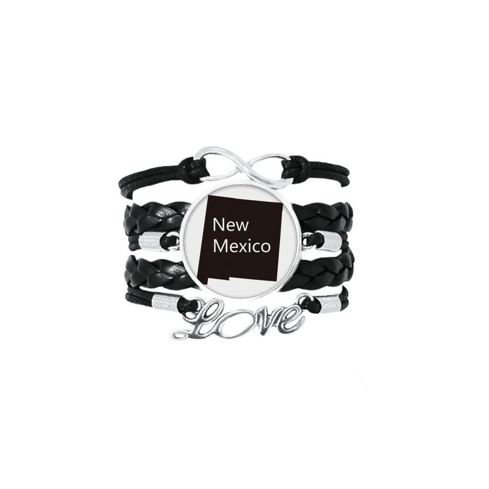 new mexico usa map outline bracelet love accessory twisted leather knitting  wristband