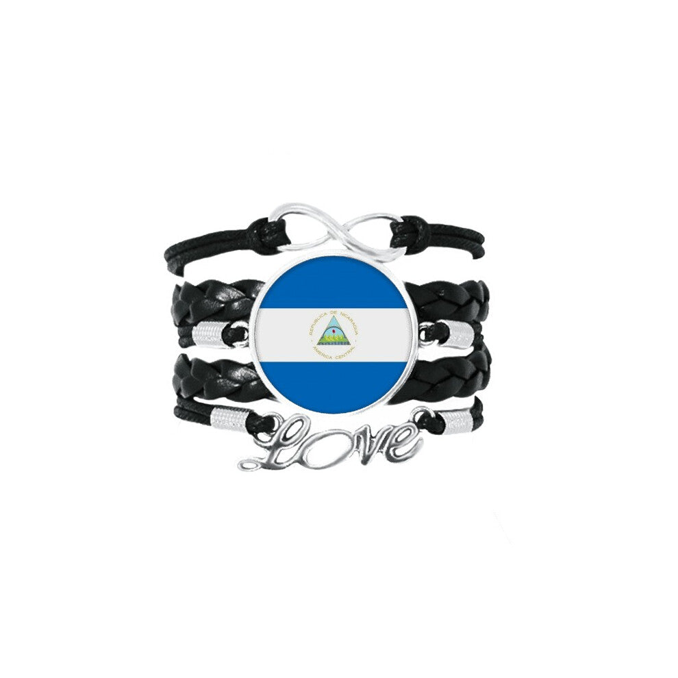 nicaragua national flag north america country bracelet love accessory twisted leather knitting  wristband