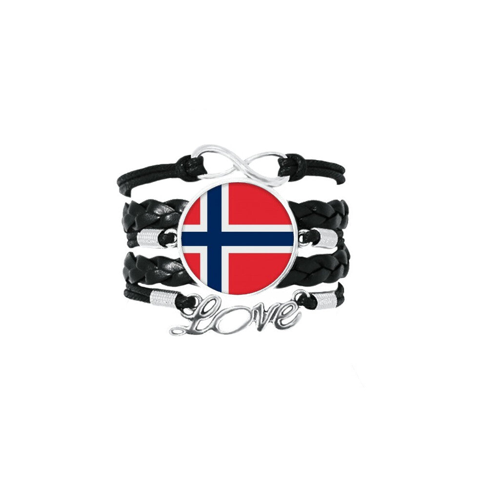 norway national flag eu country bracelet love accessory twisted leather knitting  wristband
