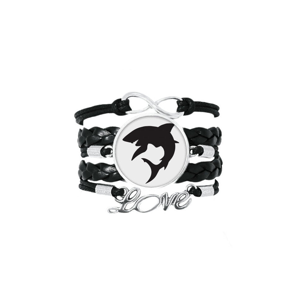 outline blue ocean shark fierce fish bracelet love accessory twisted leather knitting  wristband