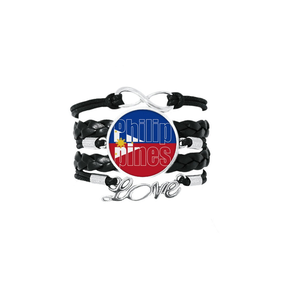 philippines country flag name bracelet love accessory twisted leather knitting  wristband