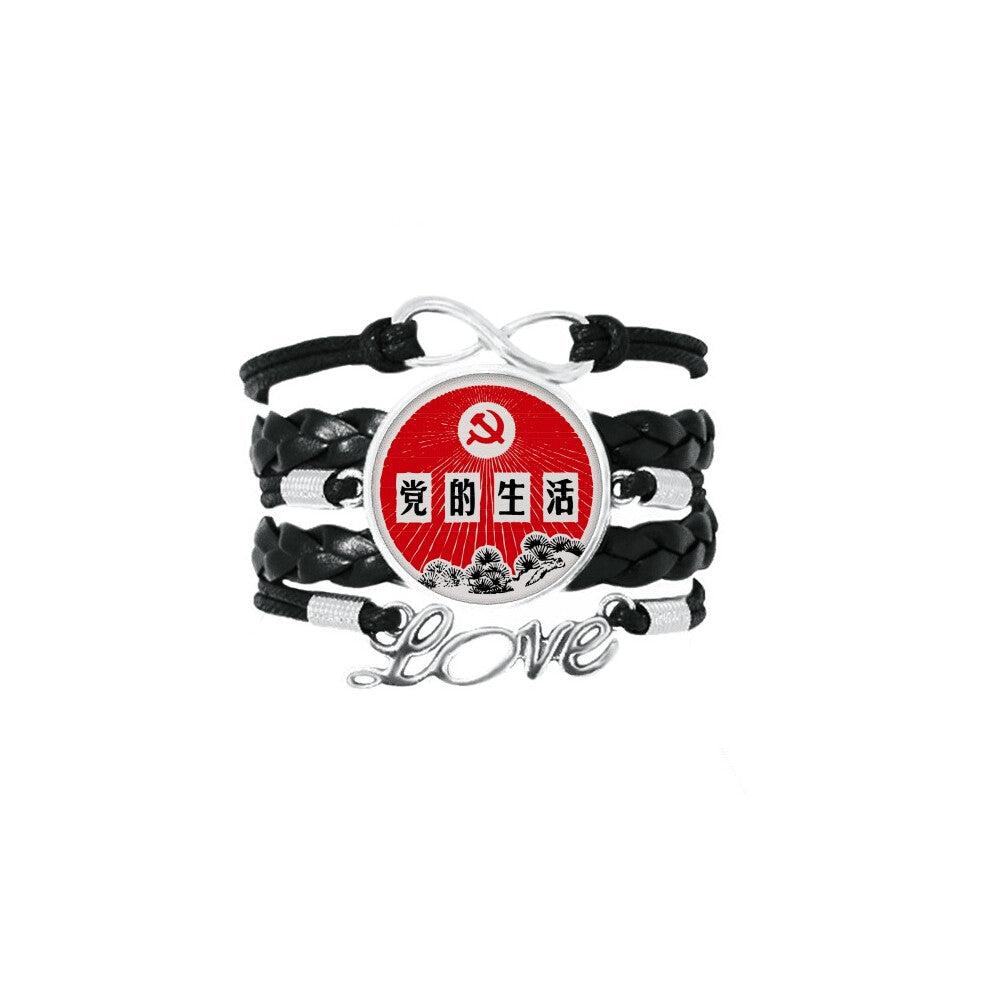 pine chinese communist party emblem bracelet love accessory twisted leather knitting  wristband