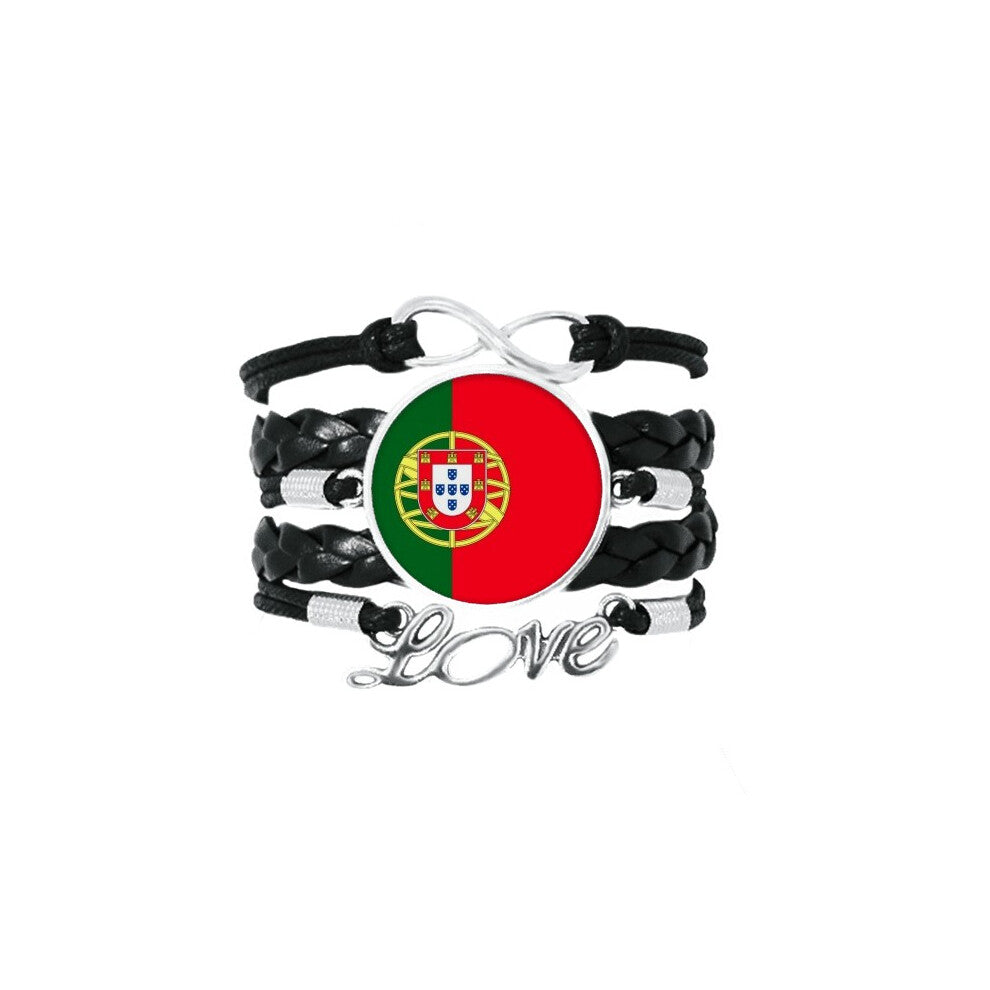 portugal national flag eu country bracelet love accessory twisted leather knitting  wristband