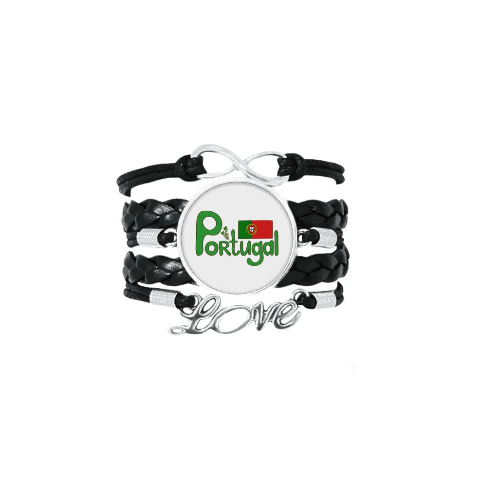 portugal national flag green pattern bracelet love accessory twisted leather knitting  wristband