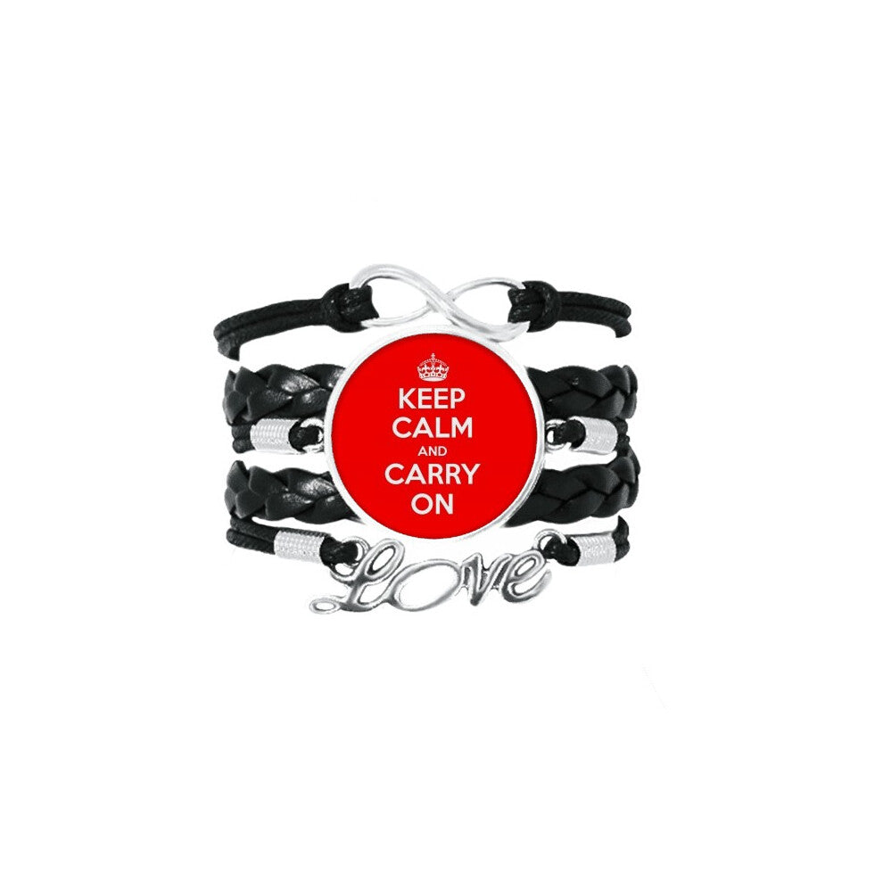 quote keep calm and carry on red bracelet love accessory twisted leather knitting  wristband