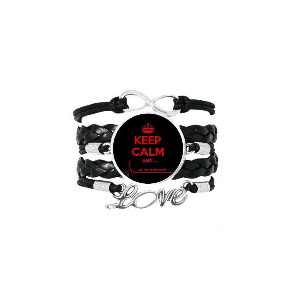quote keep calm red black bracelet love accessory twisted leather knitting  wristband