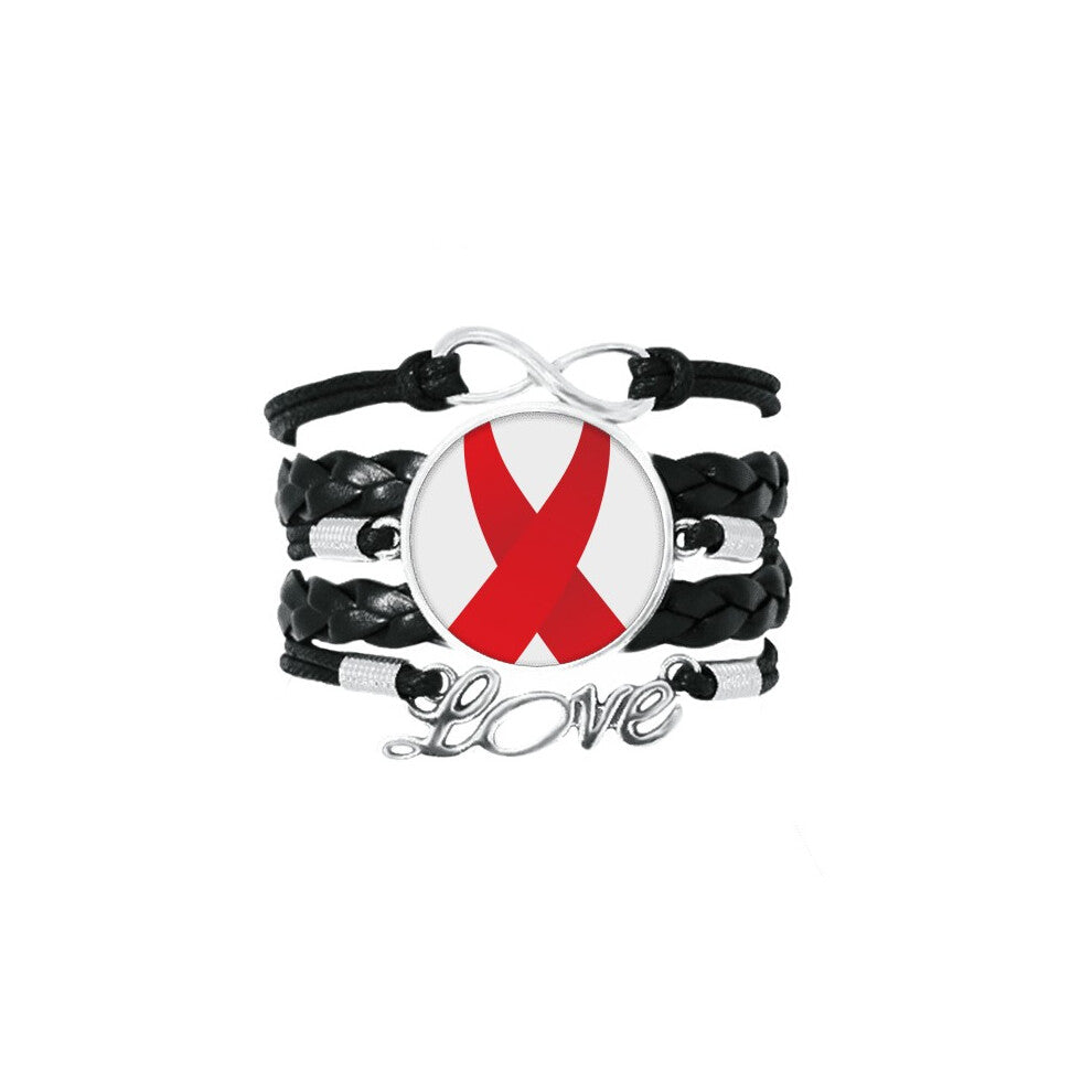 red ribbon  awareness world aids day bracelet love accessory twisted leather knitting  wristband