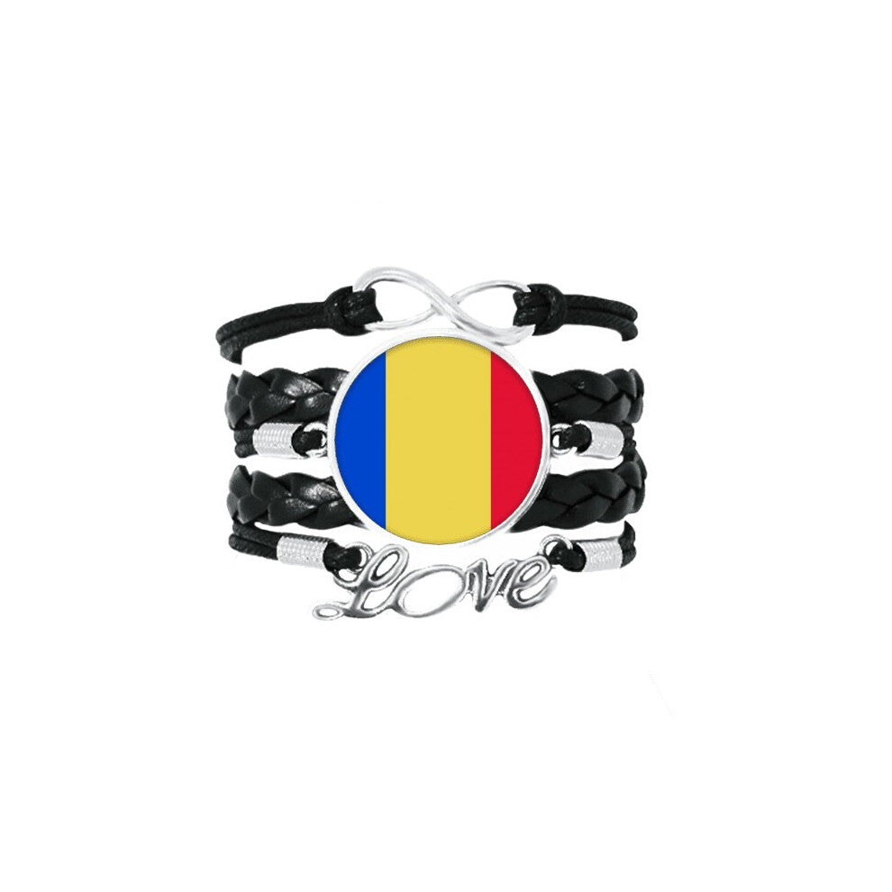 romania national flag eu country bracelet love accessory twisted leather knitting  wristband