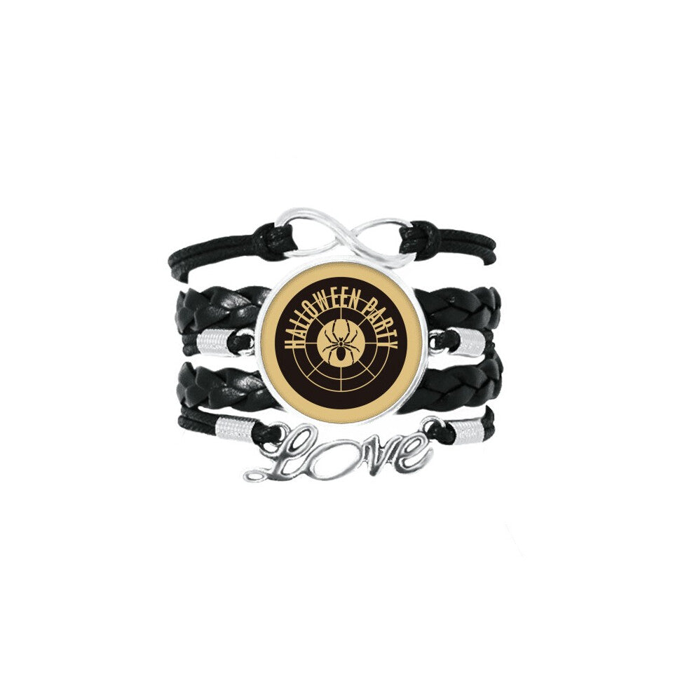 round halloween spider pattern bracelet love accessory twisted leather knitting  wristband