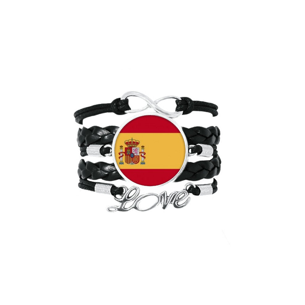 spain national flag eu country bracelet love accessory twisted leather knitting  wristband