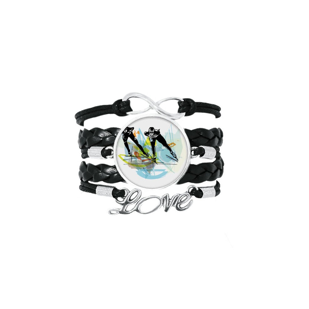 sport speed skating athletes watercolor bracelet love accessory twisted leather knitting  wristband