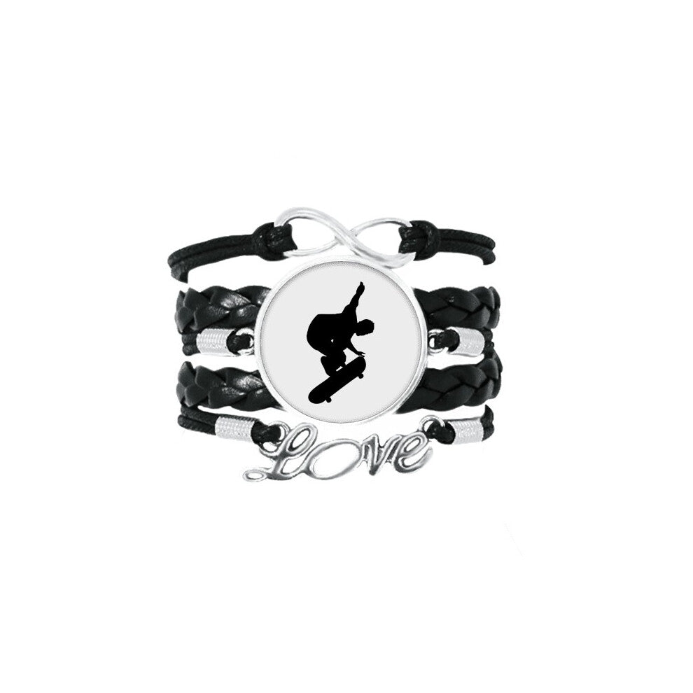 sports jumping skateboard player bracelet love accessory twisted leather knitting  wristband