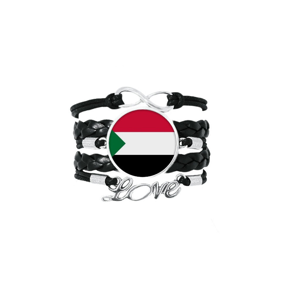 sudan national flag africa country bracelet love accessory twisted leather knitting  wristband