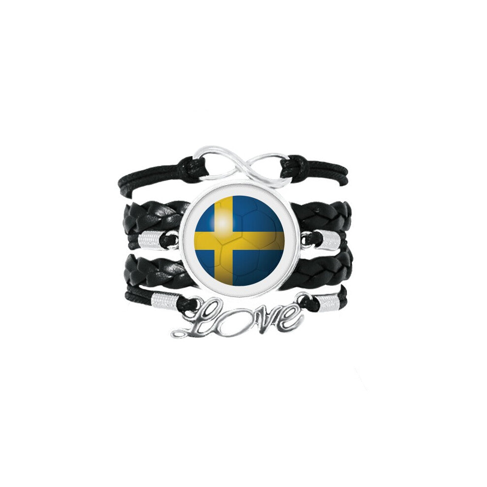 sweden national flag soccer football bracelet love accessory twisted leather knitting  wristband