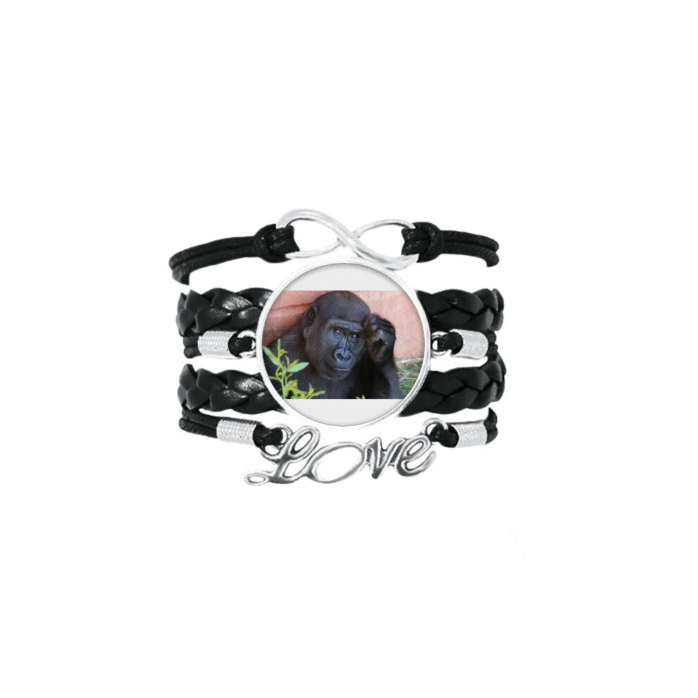 m  animal  chimpanzee bracelet love accessory twisted leather knitting  wristband