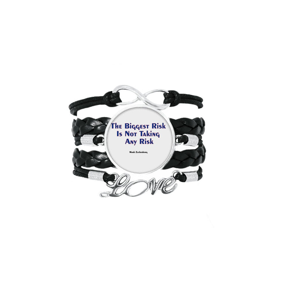 the biggest risk is not taking any risk bracelet love accessory twisted leather knitting  wristband