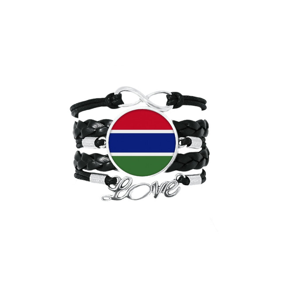 the gambia national flag africa country bracelet love accessory twisted leather knitting  wristband