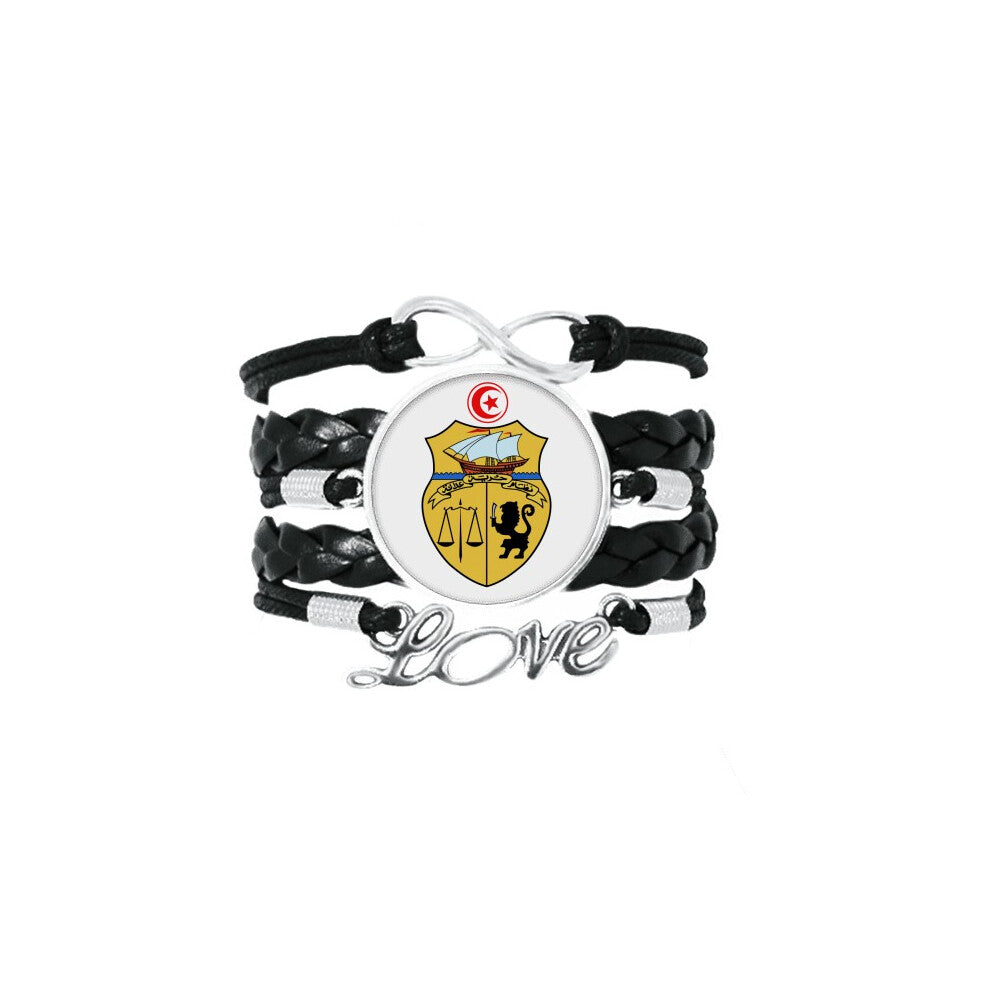 tunisia asia national emblem bracelet love accessory twisted leather knitting  wristband