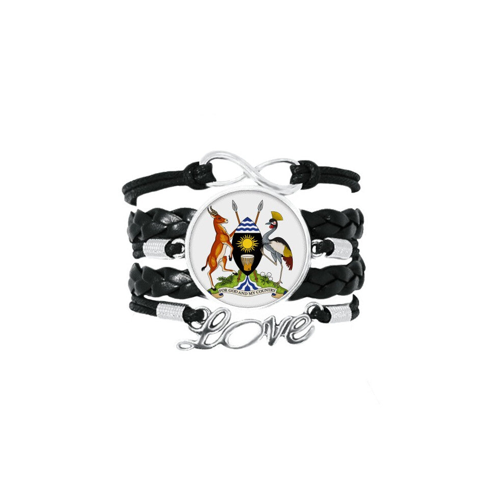 uganda africa national emblem bracelet love accessory twisted leather knitting  wristband