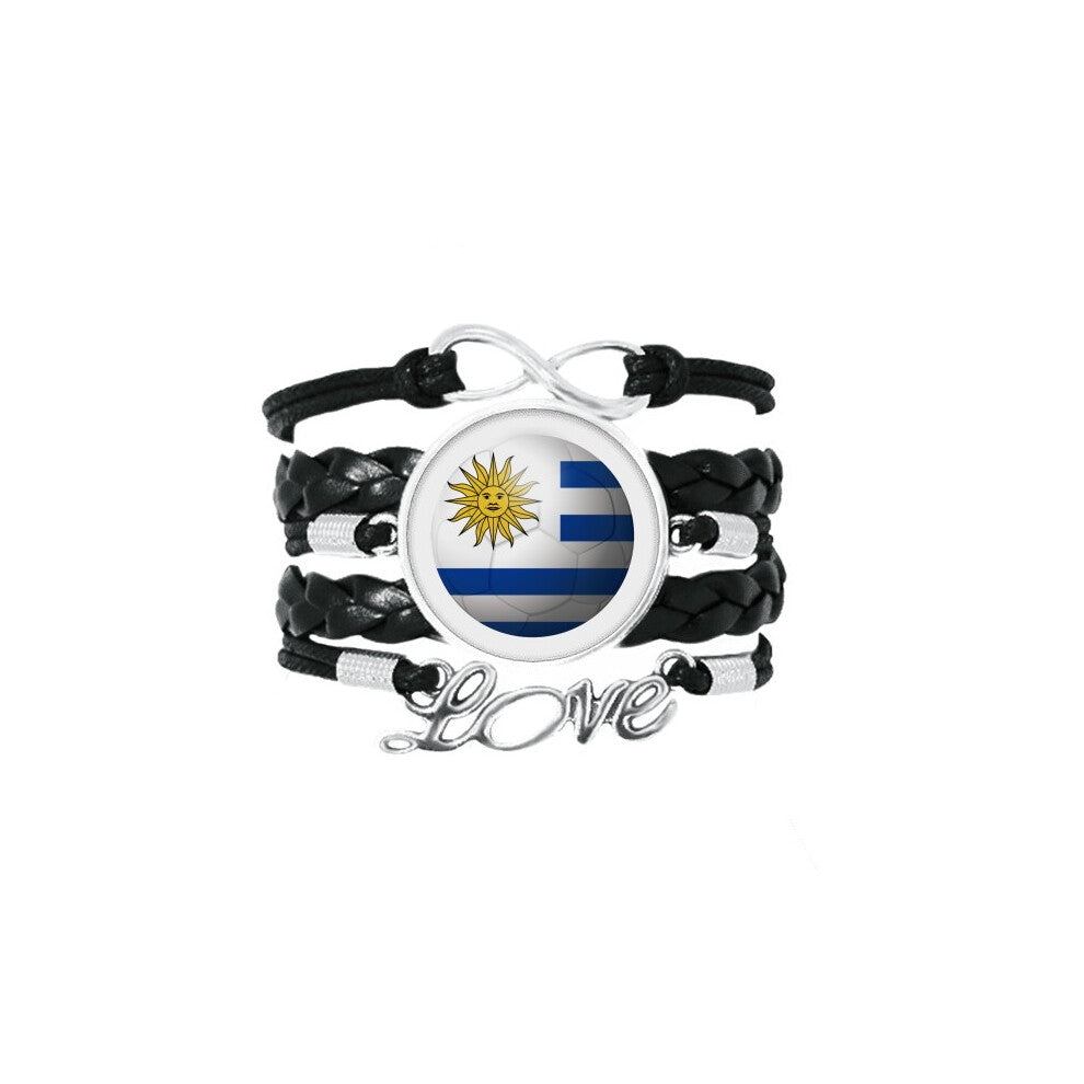 uruguay national flag soccer football bracelet love accessory twisted leather knitting  wristband