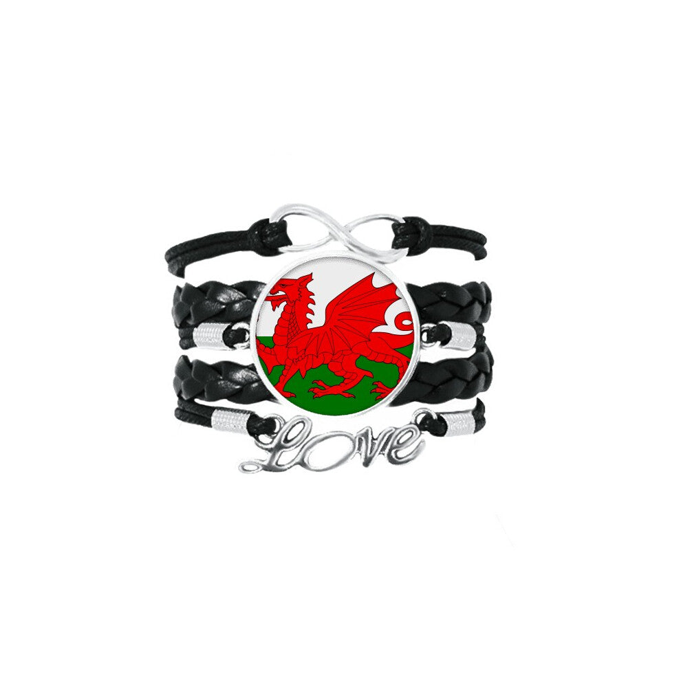 wales national flag eu country bracelet love accessory twisted leather knitting  wristband